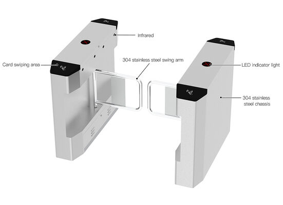HCW CW426 Stainless Steel Swing Turnstile Gate with 600-1400mm Channel Width 1 Year Warranty and ISO 9001/CE Certification