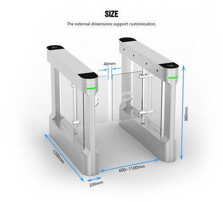 HCW IP42 Swing Barrier Turnstile,10mm Plexiglass Security Turnstile Gate and 30-40 People/Minute Throughput for Secure Access Control