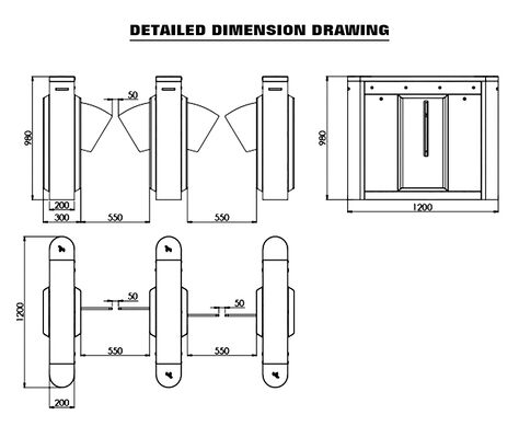 HCW Flap Barrier Turnstile with 15mm Plexiglass Door Wings 4 Pairs Infrared Beams and ISO 9001/CE Certification for Secure Access Control