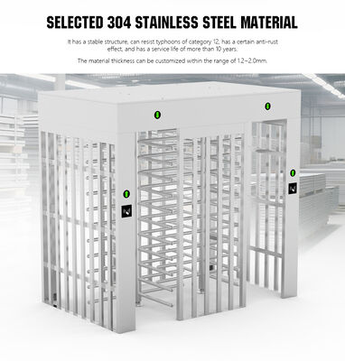 HCW 304 Stainless Steel Pedestrian Access Control Turnstile and 2400*1500*2300mm Full Height